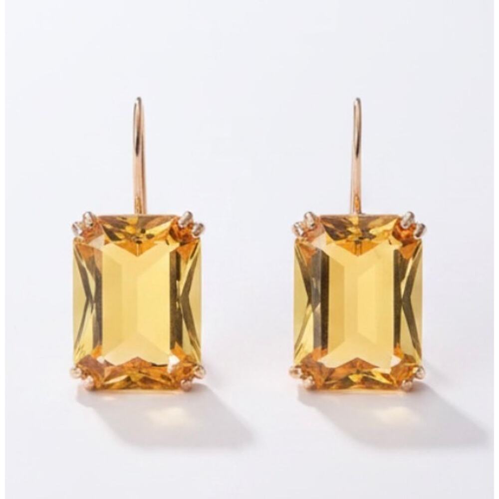 Anthropologie small champagne yellow and gold vintage inspired drop earrings